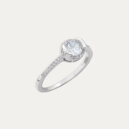 Sortija en Plata con Circonitas Halo