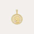Medalla de Oro 18k Virgen Niña con Circonitas y Estrellas Acra