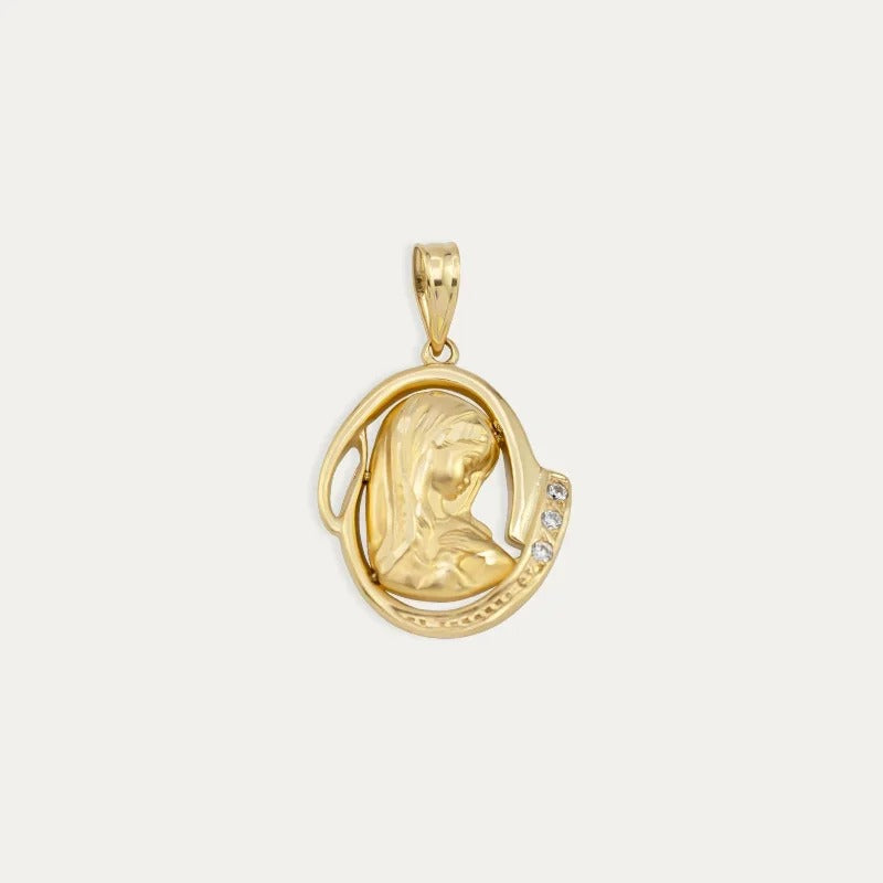 Medalla de Oro 9k Calada Virgen Niña Cabiri