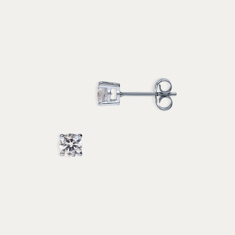 Pendientes Oro Blanco 9k Flor Lustra