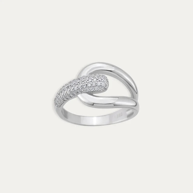 Sortija de Plata con Circonitas Twist
