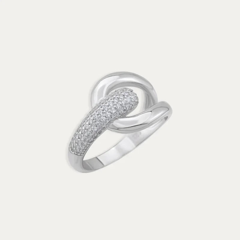 Sortija de Plata con Circonitas Twist